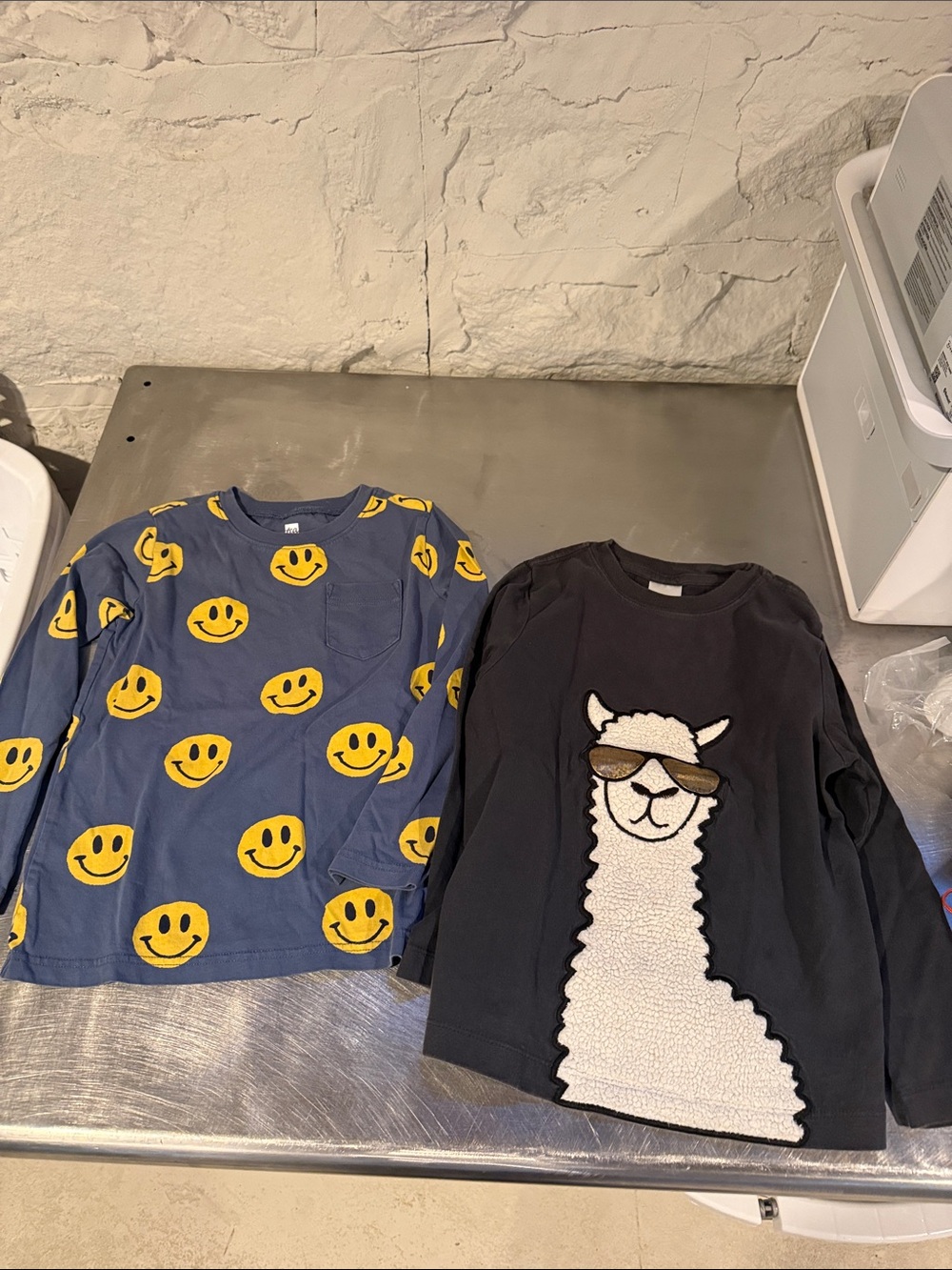Hanna Andersson Blue Long-Sleeve Tee with Yellow Smiley Faces